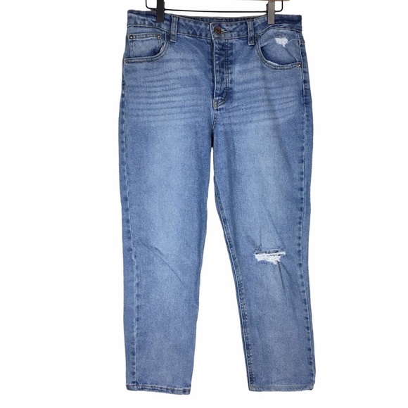 WILD FABLE Jeans Super High Rise Ankle Crop Distressed Light Wash Denim Size 10 - Picture 10 of 10